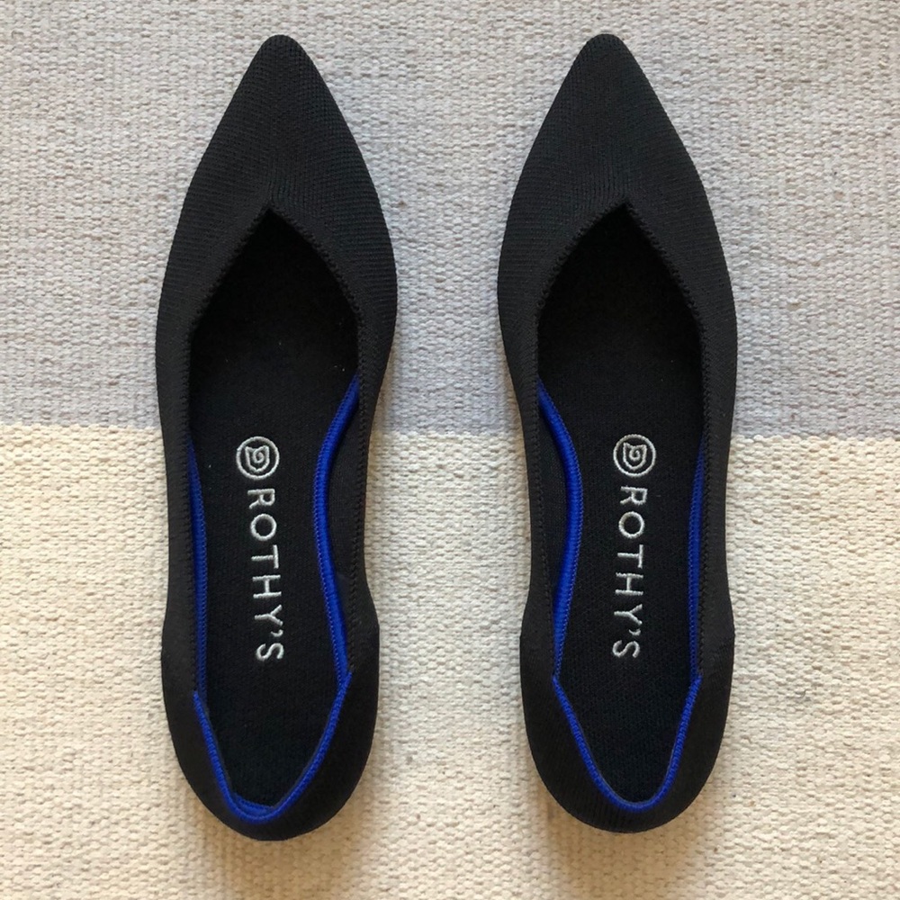 Rothy’s Pointy Toe Black Flats, 9.5